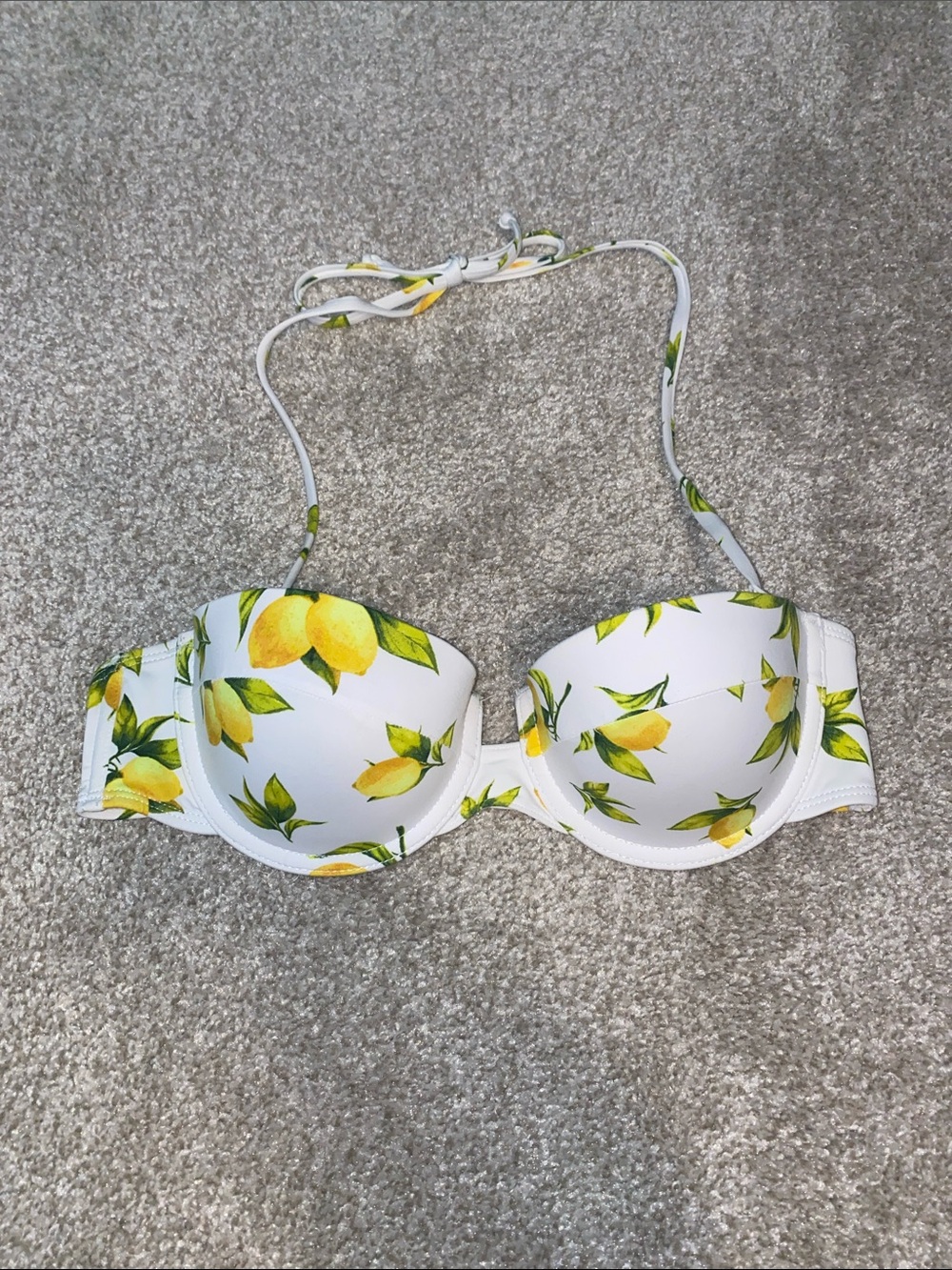 3/$20 Ardene White Bikini Top with Yellow Lemon Print